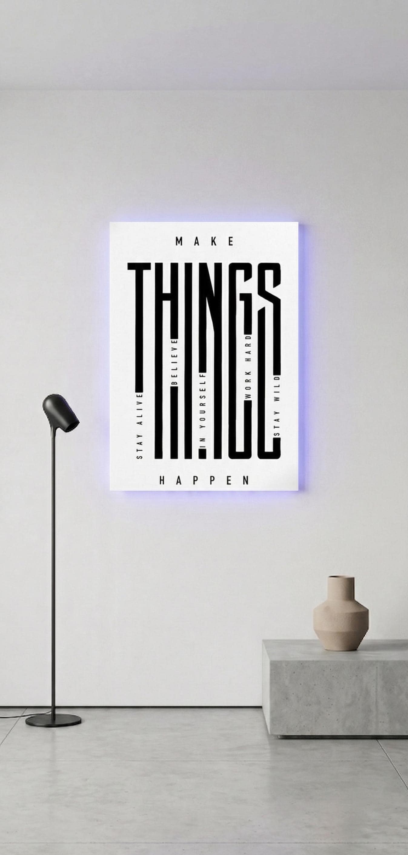 Make Things Happen Metal Art, Motivational Office Decor, LED Backlit Poster