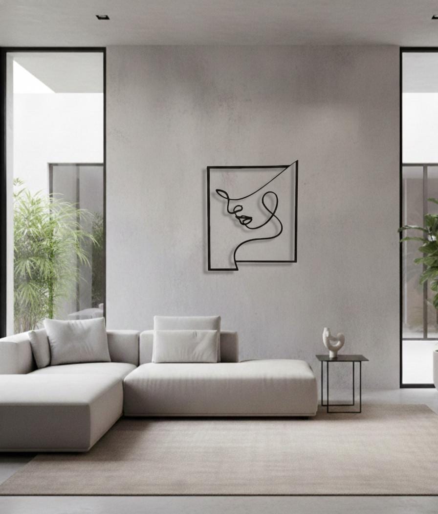 3D Printed Minimalist Face Line Art, Modern Wall Decor
