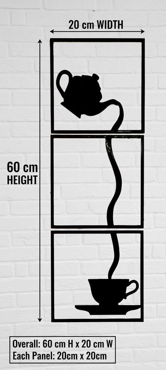 3-Panel Teapot Silhouette Wall Art, Modern Coffee Tea Decor, Minimalist Kitchen Hanging