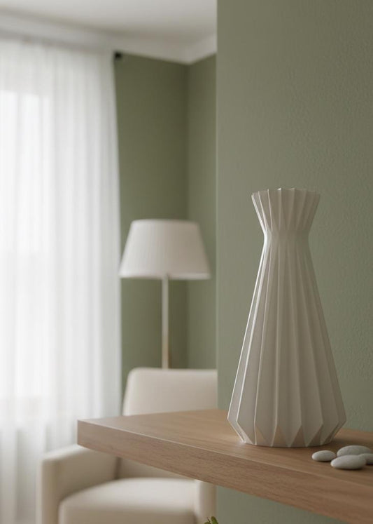 Origami Vase, Minimalist White Geometric Flower Bud Vase, Scandi Home Decor