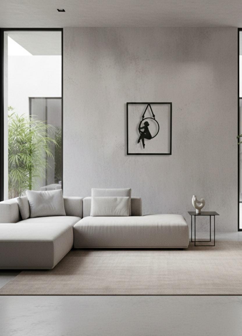 3D Printed Aerial Hoop Wall Art, Minimalist Silhouette Decor