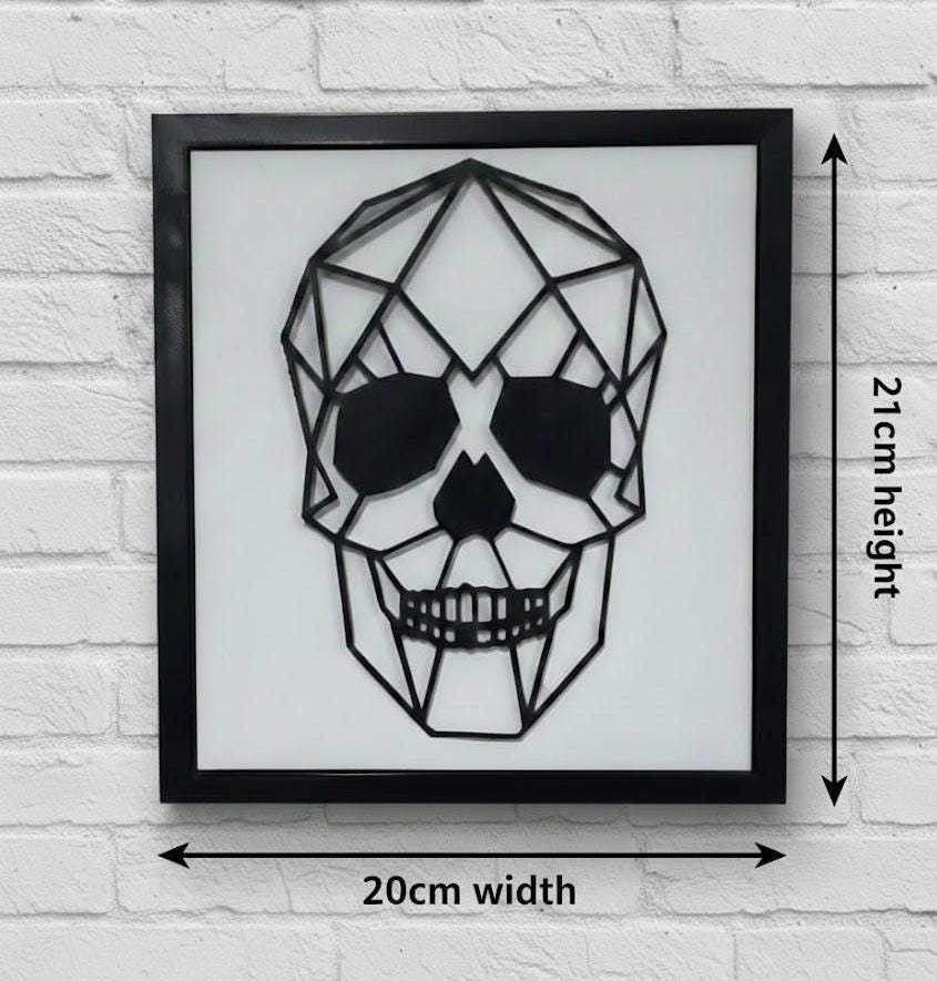 Geometric Skull Wall Art, 3D Printed Gothic Decor, Minimalist Low Poly Design