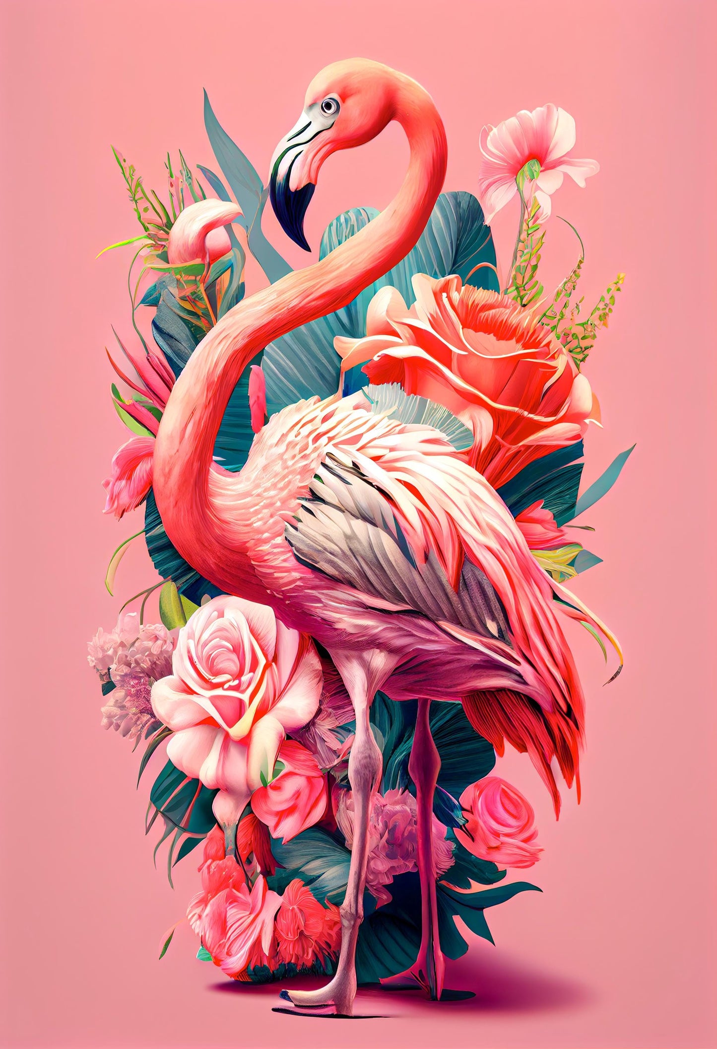 Backlit Flamingo Metal Art, Sound Reactive LED Wall Decor, Tropical Floral Frame