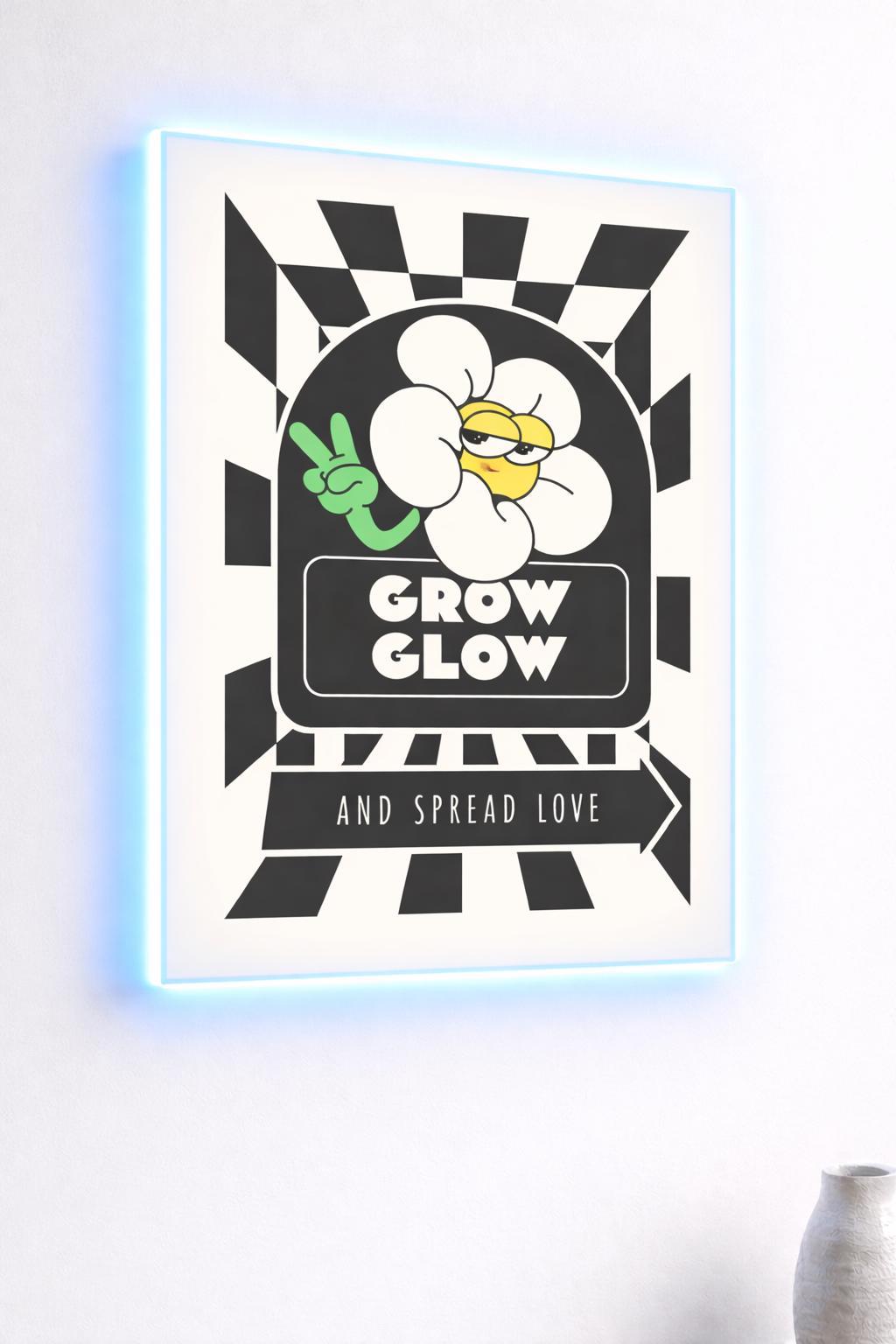 Sound Reactive LED Art, Retro Flower, Multi-Colour Wall Decor, Battery Powered