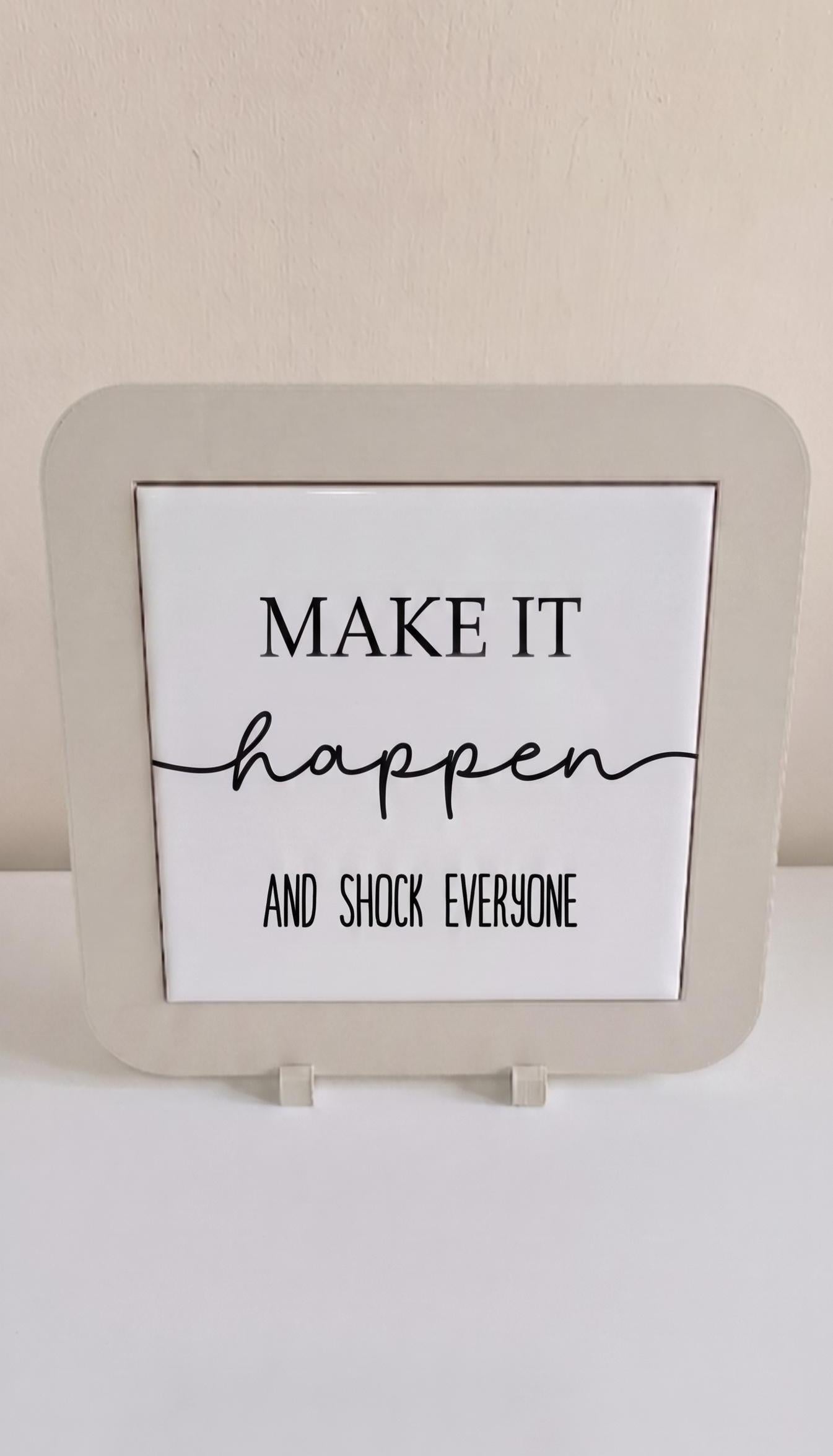 Motivational Desk Sign, Minimalist Office Decor, Framed Quote, Success Typography