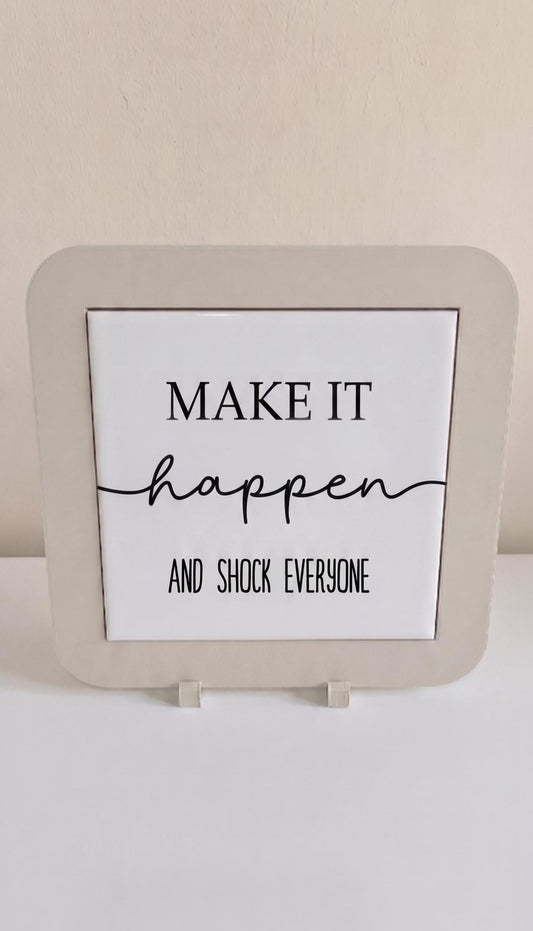 Motivational Desk Sign, Minimalist Office Decor, Framed Quote, Success Typography