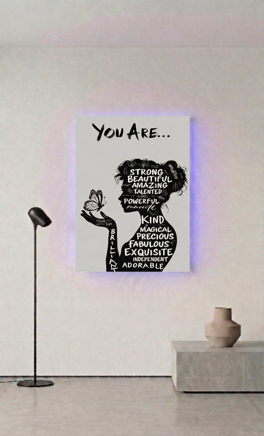 Empowering Woman Silhouette Metal Art, Butterfly Affirmations Decor (20cm x 28cm)