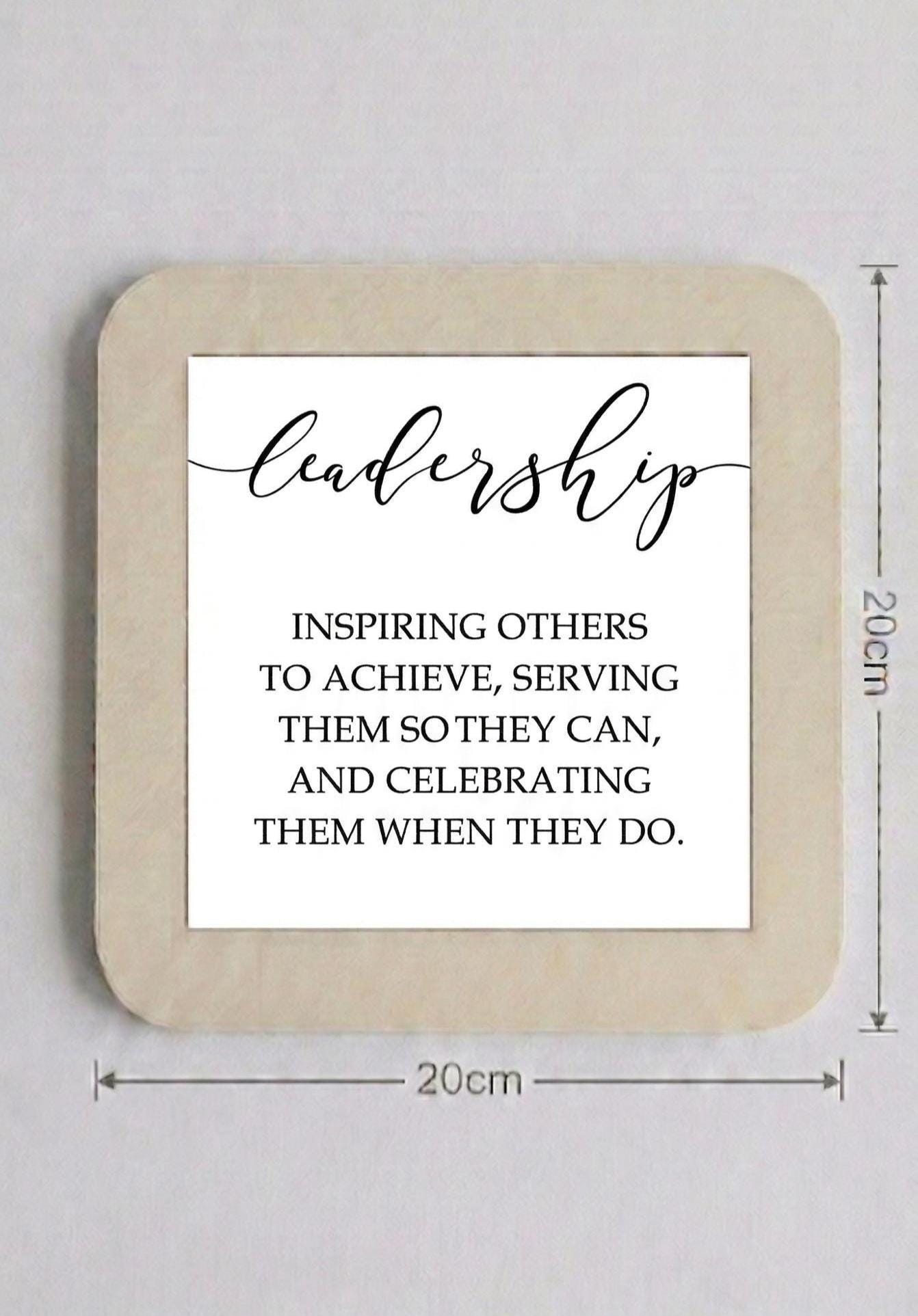 Servant Leadership Desk Sign, Minimalist Office Decor, Framed Quote Plaque