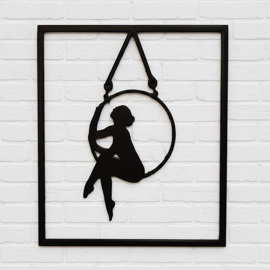3D Printed Aerial Hoop Wall Art, Minimalist Silhouette Decor