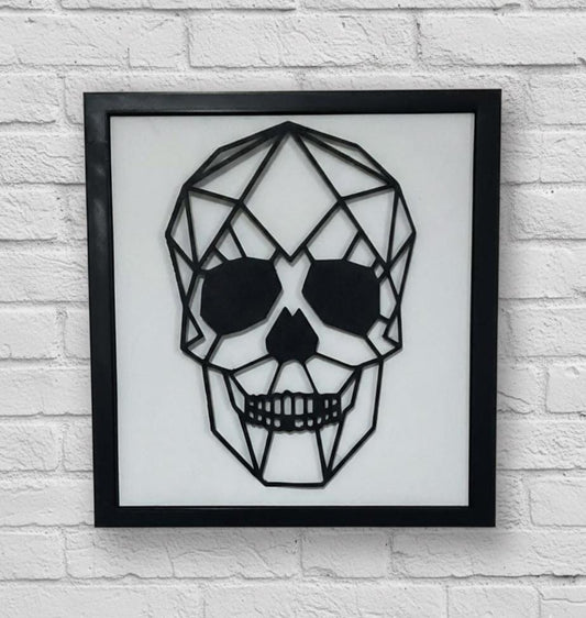 Geometric Skull Wall Art, 3D Printed Gothic Decor, Minimalist Low Poly Design