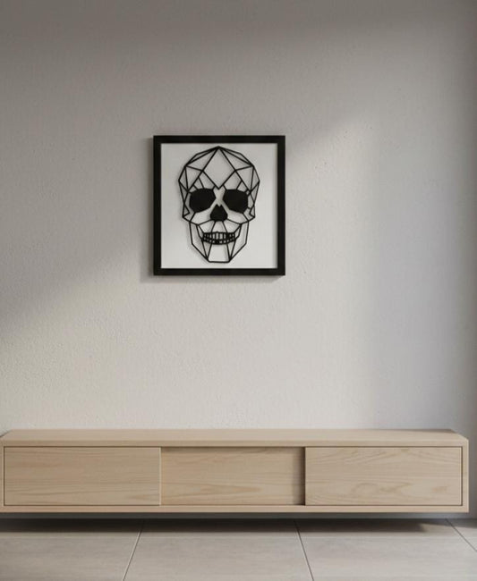 Geometric Skull Wall Art, 3D Printed Gothic Decor, Minimalist Low Poly Design
