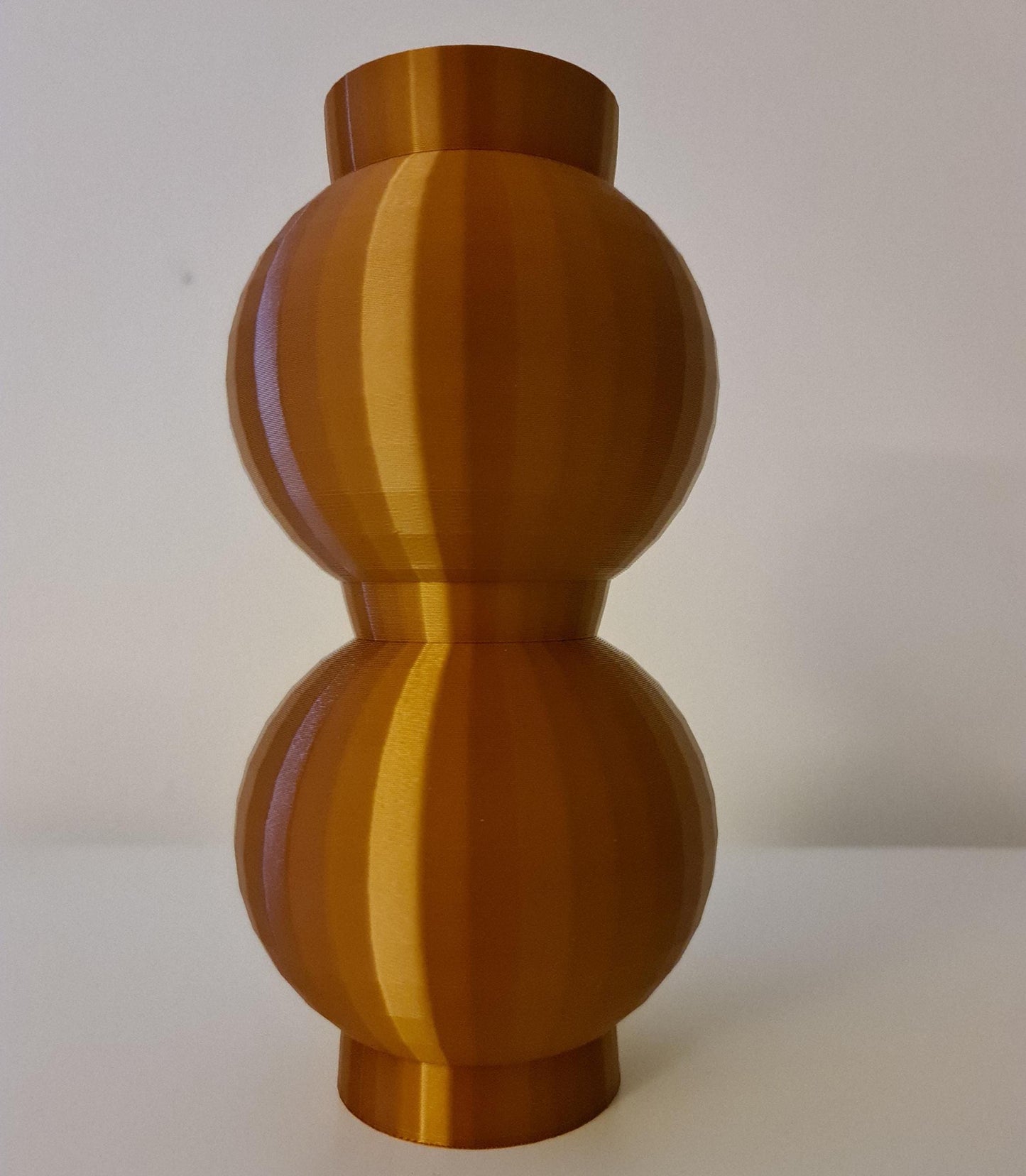 Ribbed Double Bubble Vase, Boho Minimalist 3D Printed Flower Pot, Neutral Home Decor