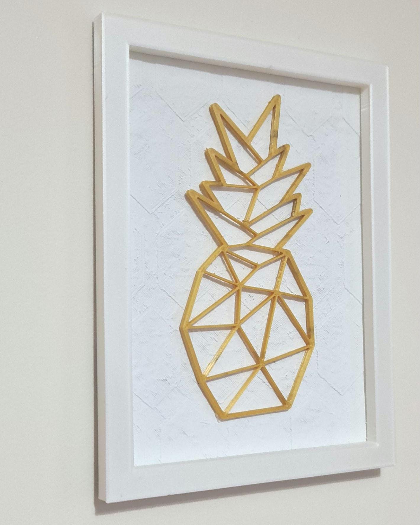 Geometric Pineapple Wall Art, 3D Printed Tropical Decor, Minimalist Design