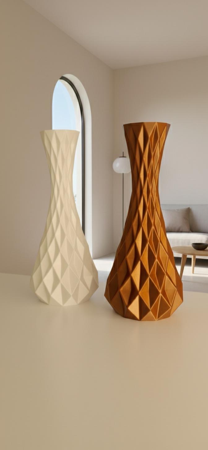 Geometric Origami Vase, 3D Printed Abstract Flower Pot, Minimalist Home Decor Centerpiece