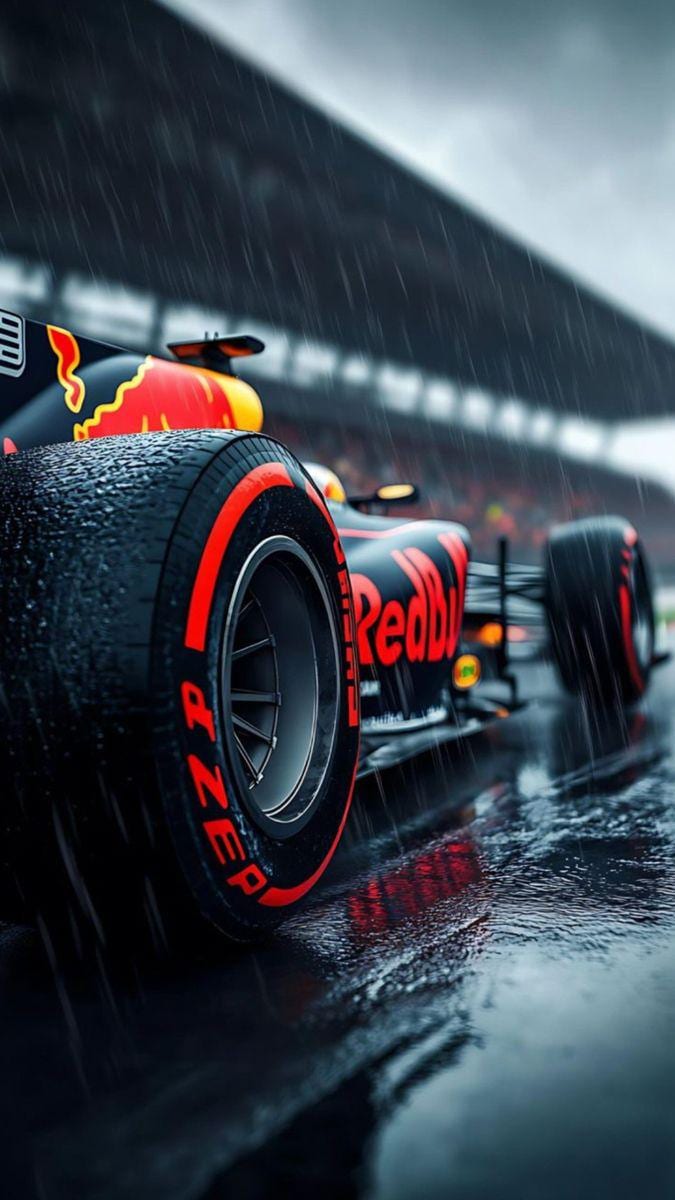 Red Bull F1 Metal Art, Wet Race Scene, LED Backlighting (20cm x 28cm)